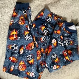 🍉Dream waves Boy’s PJs EUC flannel all over sporty print ribbed cuffs, XL 14